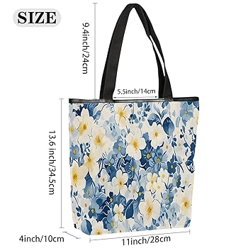 Amazon.com: Blue White Beautiful Flowers Canvas Tote Bag